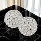 Set of Two Silver And Clear Faux Crystal And Metal Orb Decorative Tabletop Sculptures