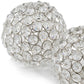 Set of Two Silver And Clear Faux Crystal And Metal Orb Decorative Tabletop Sculptures
