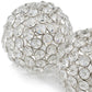 Set of Two Silver And Clear Faux Crystal And Metal Orb Decorative Tabletop Sculptures