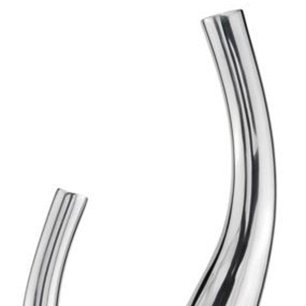 Set of Two Silver Aluminum Squiggly Vases