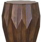 23" Dark Brown Solid Wood Drum End Table