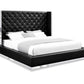 Black Tufted Faux Leather King Bed Frame