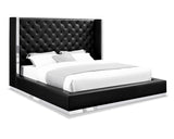 White Tufted Faux Leather King Bed Frame