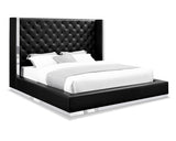 White Tufted Faux Leather Upholstered King Bed Frame