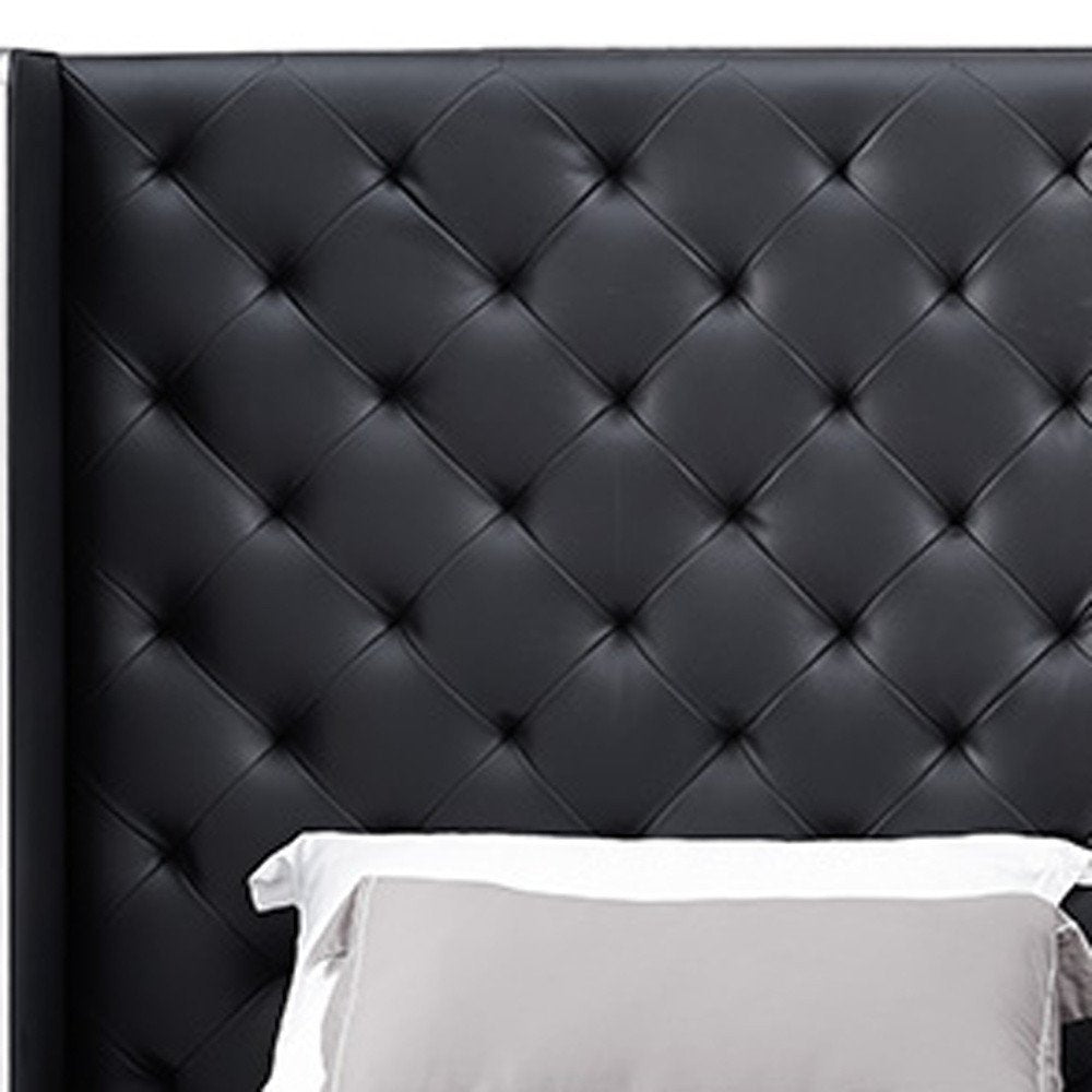 White Tufted Faux Leather King Bed Frame