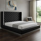 White Tufted Faux Leather Upholstered King Bed Frame