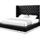 White Tufted Faux Leather Upholstered King Bed Frame