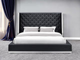 Black Tufted Faux Leather King Bed Frame