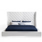 White Tufted Faux Leather Upholstered King Bed Frame