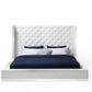 White Tufted Faux Leather Upholstered King Bed Frame