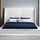White Tufted Faux Leather King Bed Frame