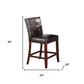 Set of Two 24" Espresso and Brown Faux Leather and Solid and Manufactured Wood Counter Height Bar Chairs