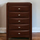 32" Espresso Solid Wood Five Drawer Chest