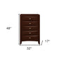 32" Espresso Solid Wood Five Drawer Chest