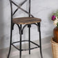 22" Brown And Black Iron Bar Chair