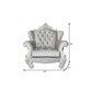 44" Ivory and Antiqued White Fabric Damask Tufted Chair and a Half And Toss Pillows