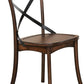 Set of Two Brown Cross Back Dining Side Chairs