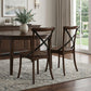 Set of Two Brown Cross Back Dining Side Chairs