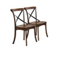 Set of Two Brown Cross Back Dining Side Chairs