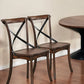 Set of Two Brown Cross Back Dining Side Chairs