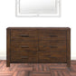 59" Brown Metal Six Drawer Dresser