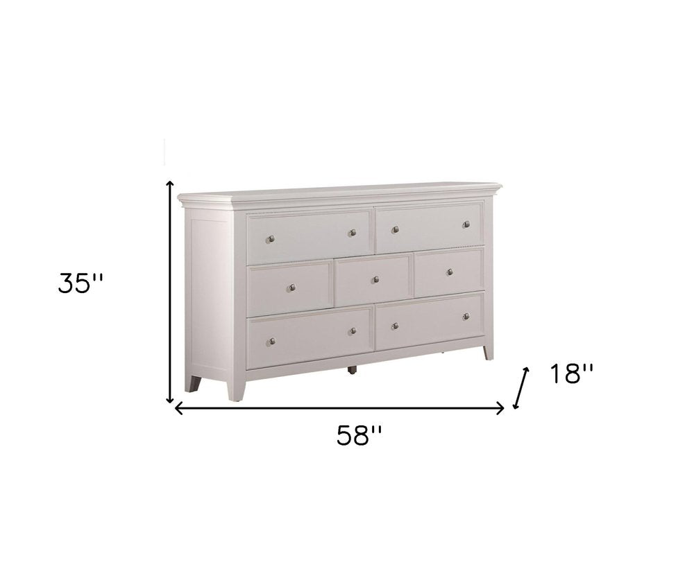 36" White Solid Wood Seven Drawer Dresser