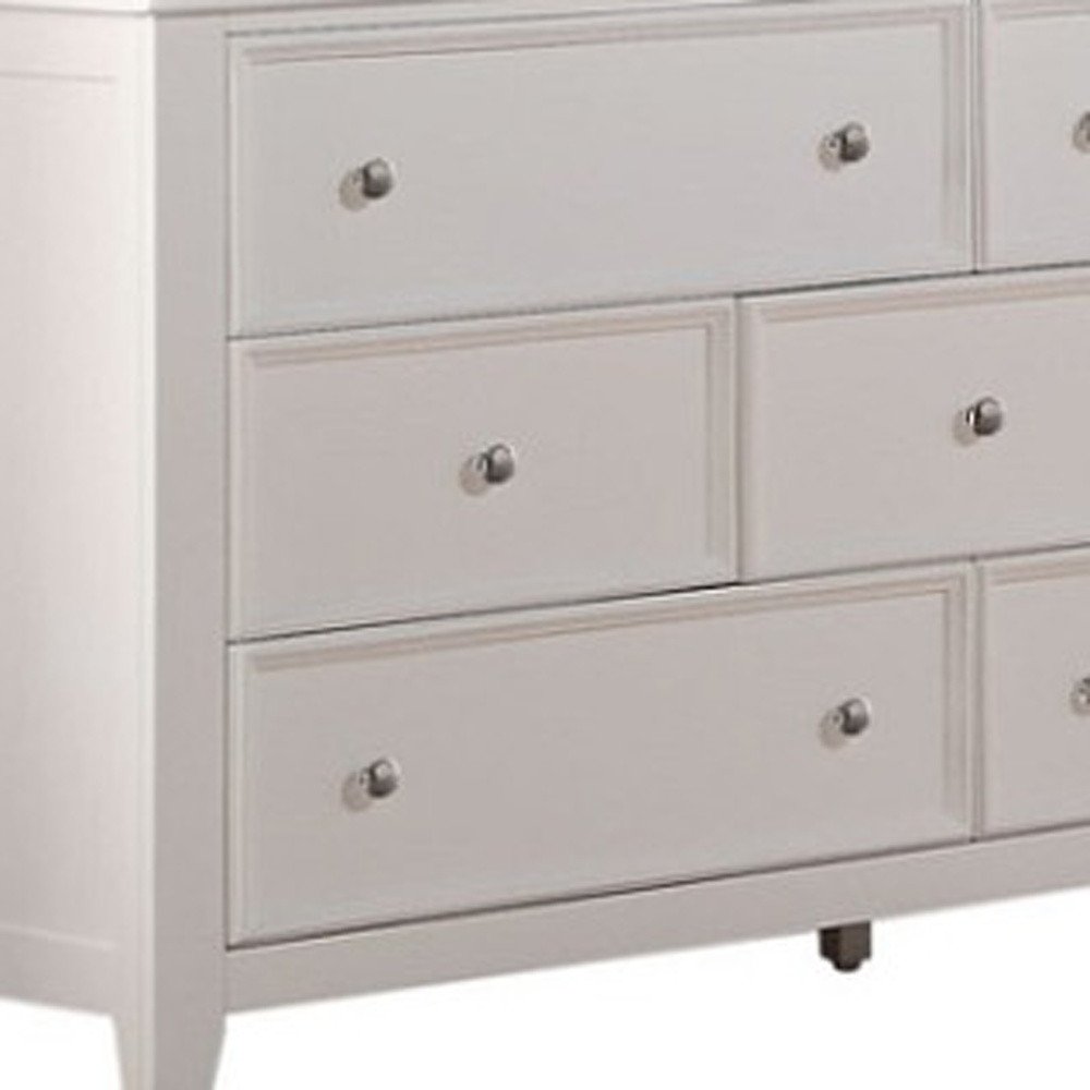 36" White Solid Wood Seven Drawer Dresser