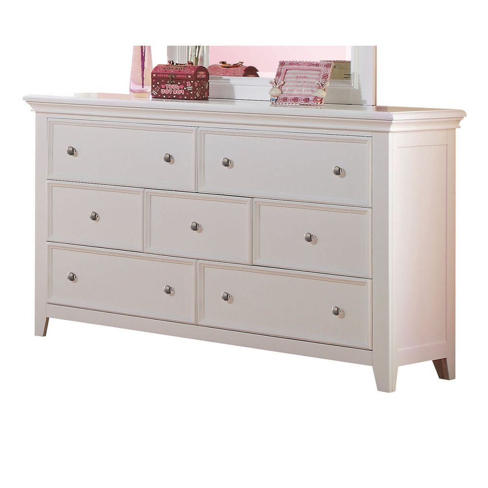 36" White Solid Wood Seven Drawer Dresser