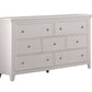 36" White Solid Wood Seven Drawer Dresser