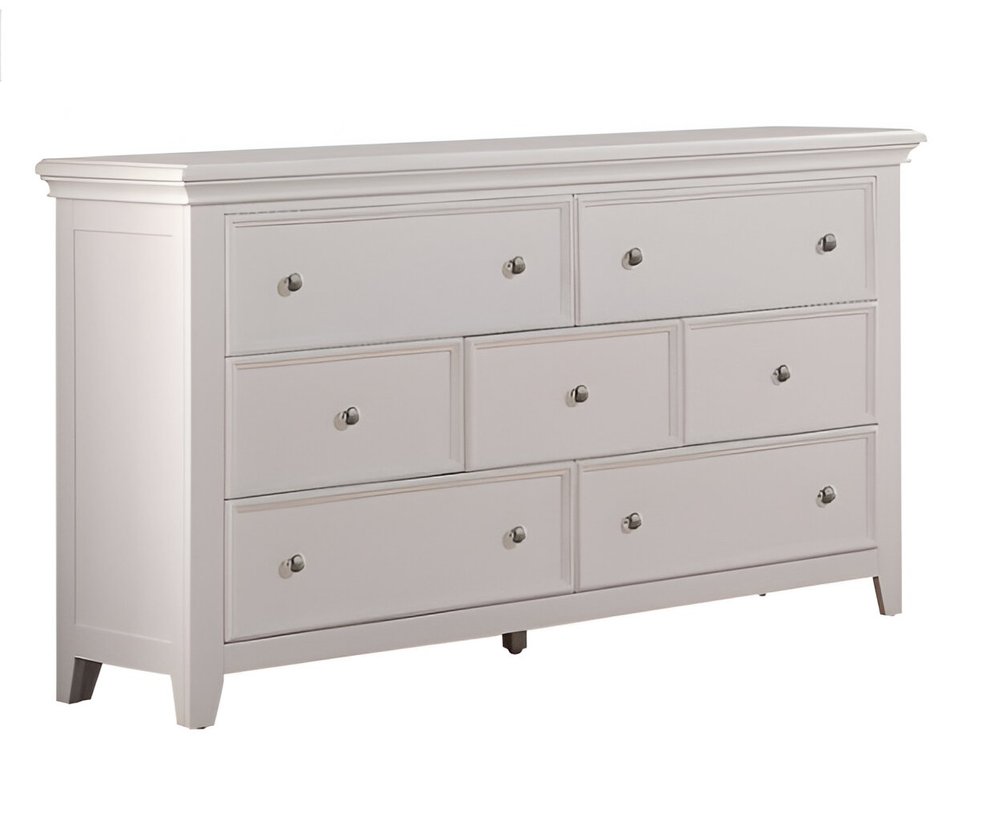 36" White Solid Wood Seven Drawer Dresser