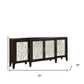72" Black and Silver Mirrored Solid Wood and Glass Distressed Solid Console Table