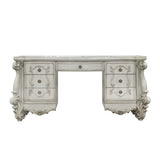 67" Antiqued White Wood Vanity Table With Seven Drawers