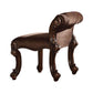 25" Dark Brown Fabric and Wood Vanity Chair