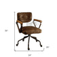 Brown and Black Swivel Faux Leather Rolling Office Chair
