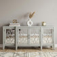 72" Black and Silver Mirrored Solid Wood and Glass Distressed Solid Console Table