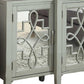 72" Black and Silver Mirrored Solid Wood and Glass Distressed Solid Console Table