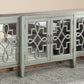 72" Black and Silver Mirrored Solid Wood and Glass Distressed Solid Console Table
