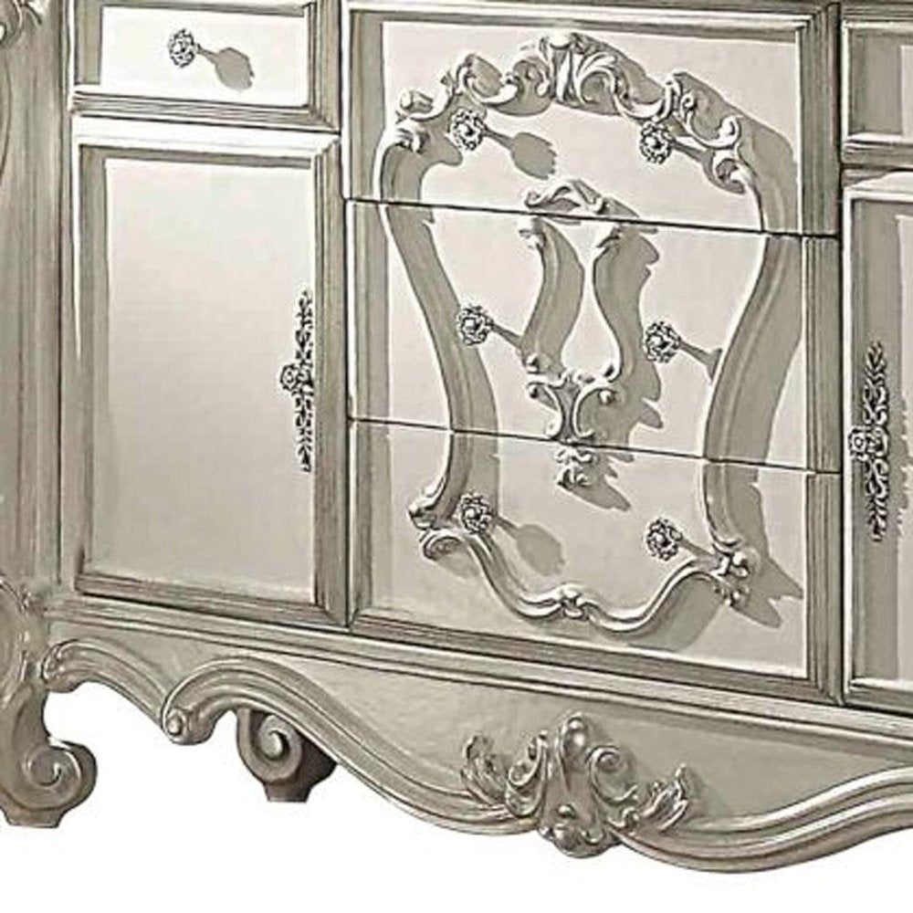 47" White Solid Wood Five Drawer Dresser
