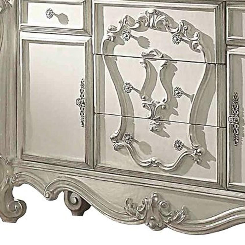 47" White Solid Wood Five Drawer Dresser