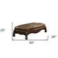 65" Brown Tufted Faux Leather Upholstered Bench