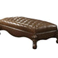 65" Brown Tufted Faux Leather Upholstered Bench