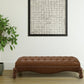 65" Brown Tufted Faux Leather Upholstered Bench