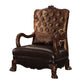 34" Golden Brown Tufted Velvet and Wood Arm Chair And Toss Pillow