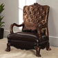 34" Golden Brown and Chocolate Velvet Tufted Arm Chair And Toss Pillow
