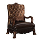 34" Golden Brown Tufted Velvet and Wood Arm Chair And Toss Pillow