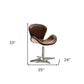 25" Brown and Silver Faux Leather Distressed Swivel Arm Chair
