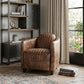 29" Brown Faux Leather Distressed Barrel Chair