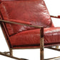 29" Red and Gold Top Grain Leather Arm Chair
