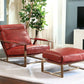 29" Red and Gold Top Grain Leather Arm Chair