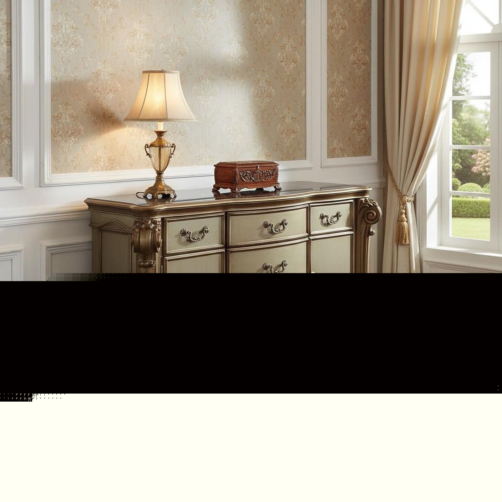 71" Gold Solid Wood Dresser
